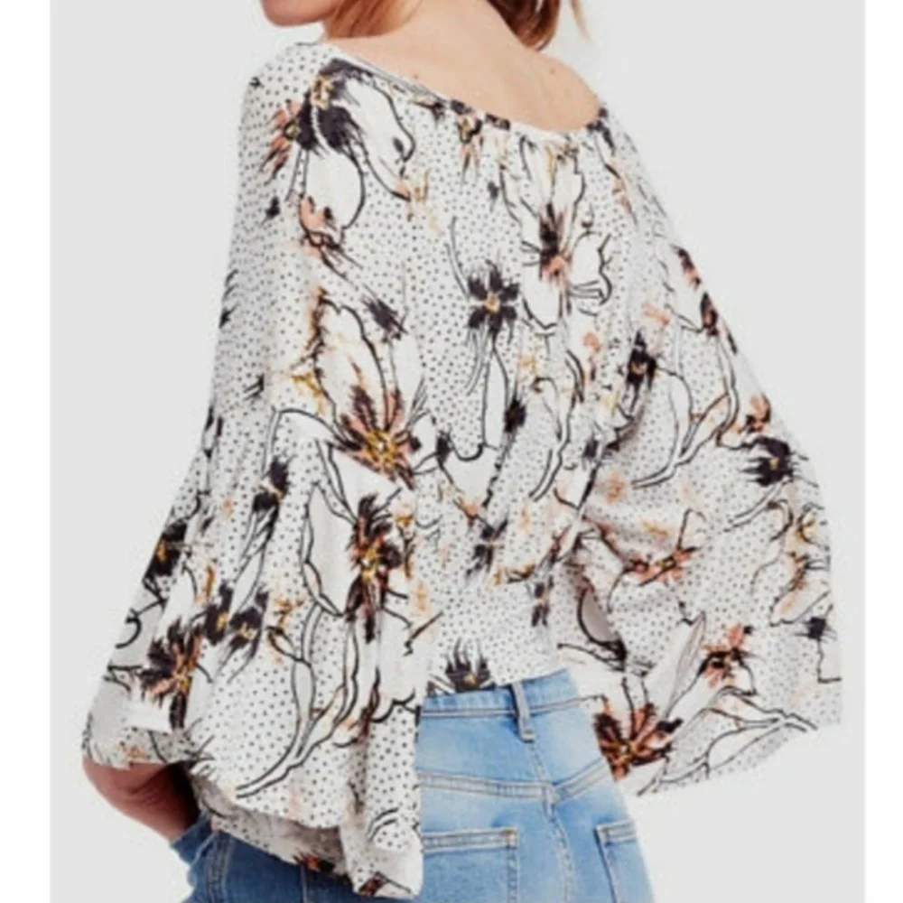 FREE PEOPLE Last Time Floral Printed Drape Blouse NWT sz M